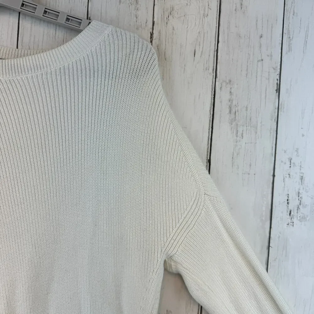Athleta Cream Pima Cotton Silk Rest Day Asymmetrical Oversized Sweater Size XS